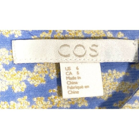 Cos Womens Sleeveless Blue & Yellow Patterned Top US 6 Round Neck shell - Picture 6 of 10